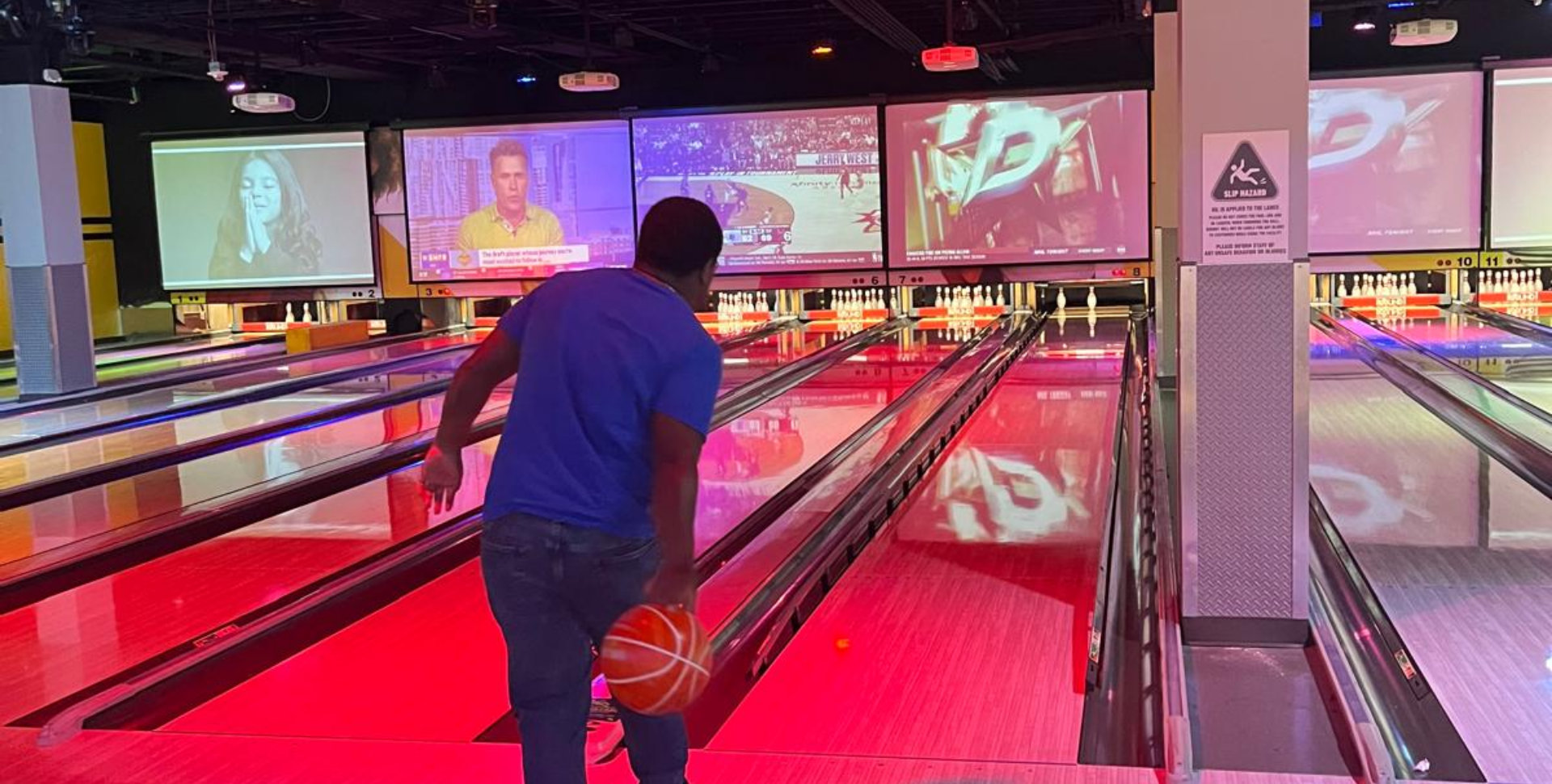 Man playing bowling