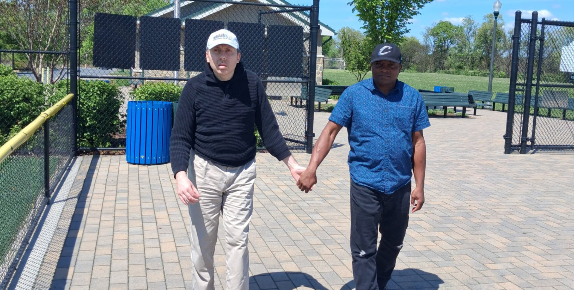 Men walking outside